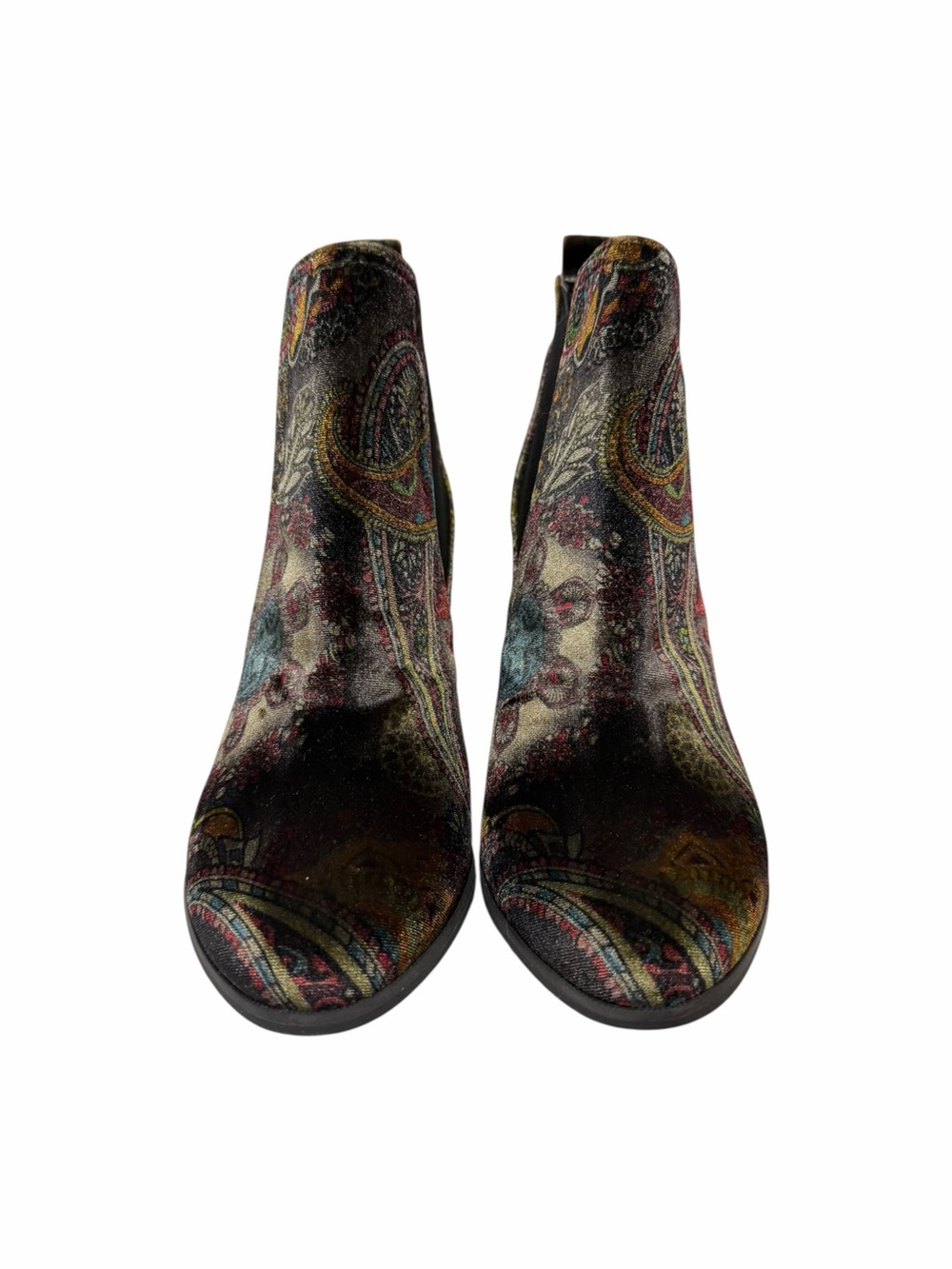 BP Black/Multi Paisley Velvet Ankle Boots